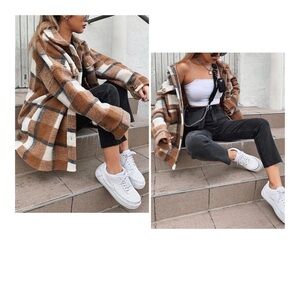 FASHION Street Plaid Oversized Woolen Shacket